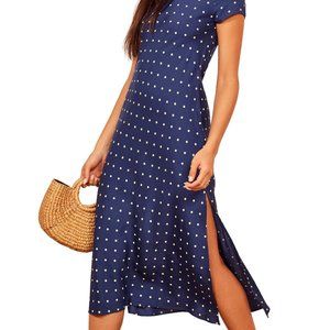 Reformation Jennifer Polka Dot Tencel Dress M